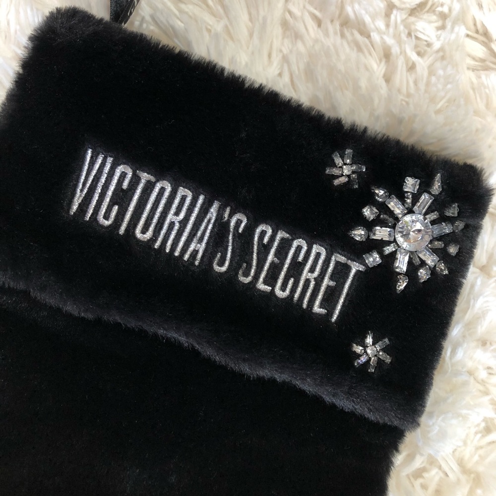 COPY - Victoria’s Secret Christmas Stocking! Bling rhinestones, black faux fur … - Picture 2 of 11